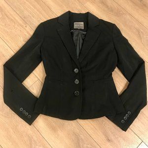 Black Short Structured Single-Breasted Blazer Jacket with Contrast Lining Size 2